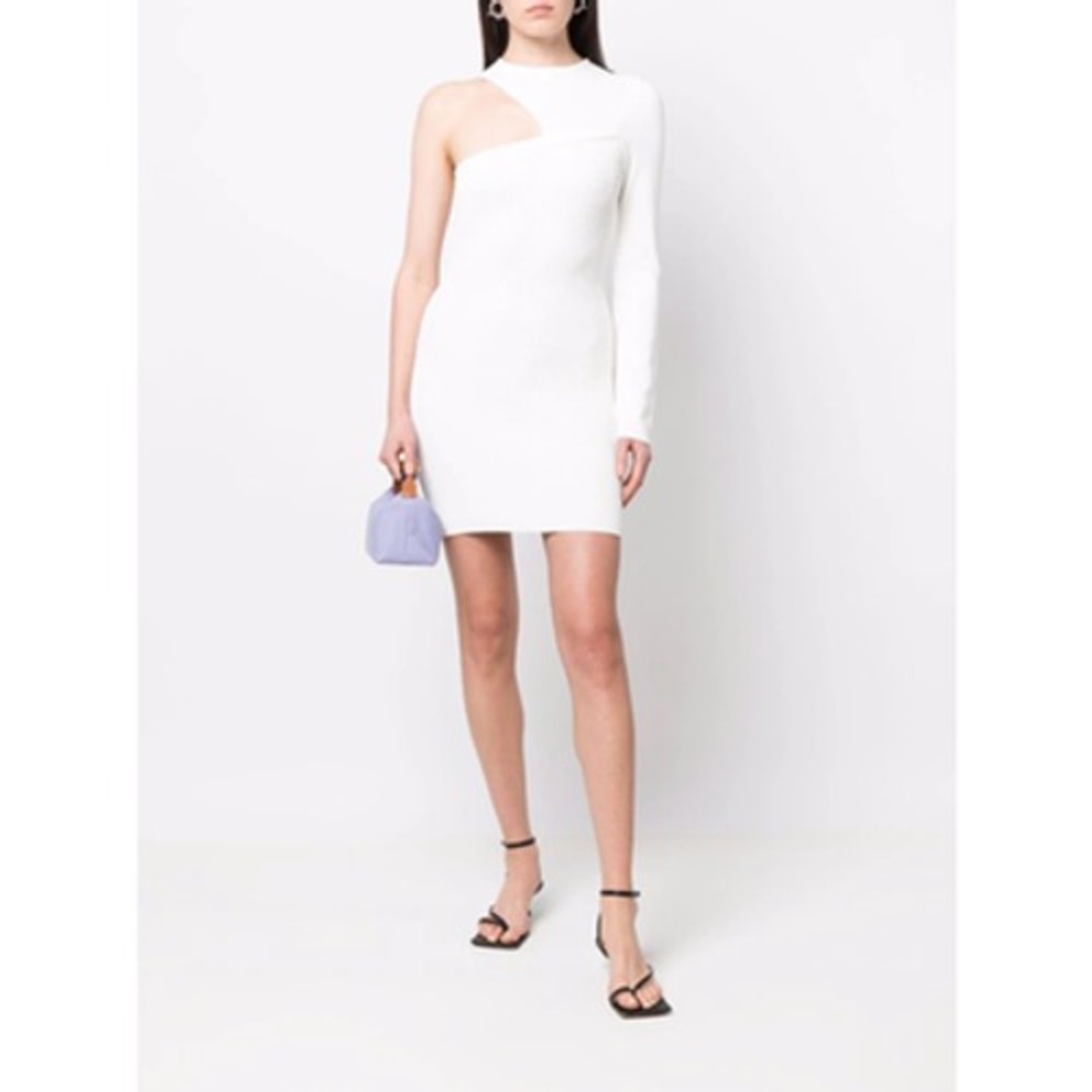GAUGE81 Tinino One Shoulder Rib Knit Mini Dress Ivory Size S NWT Designer